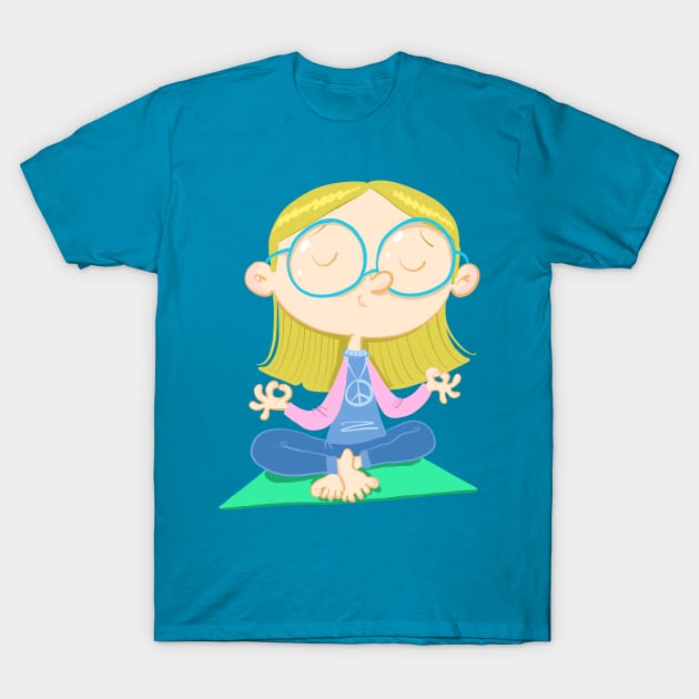 girl with glasses practices yoga T-Shirt by duxpavlic